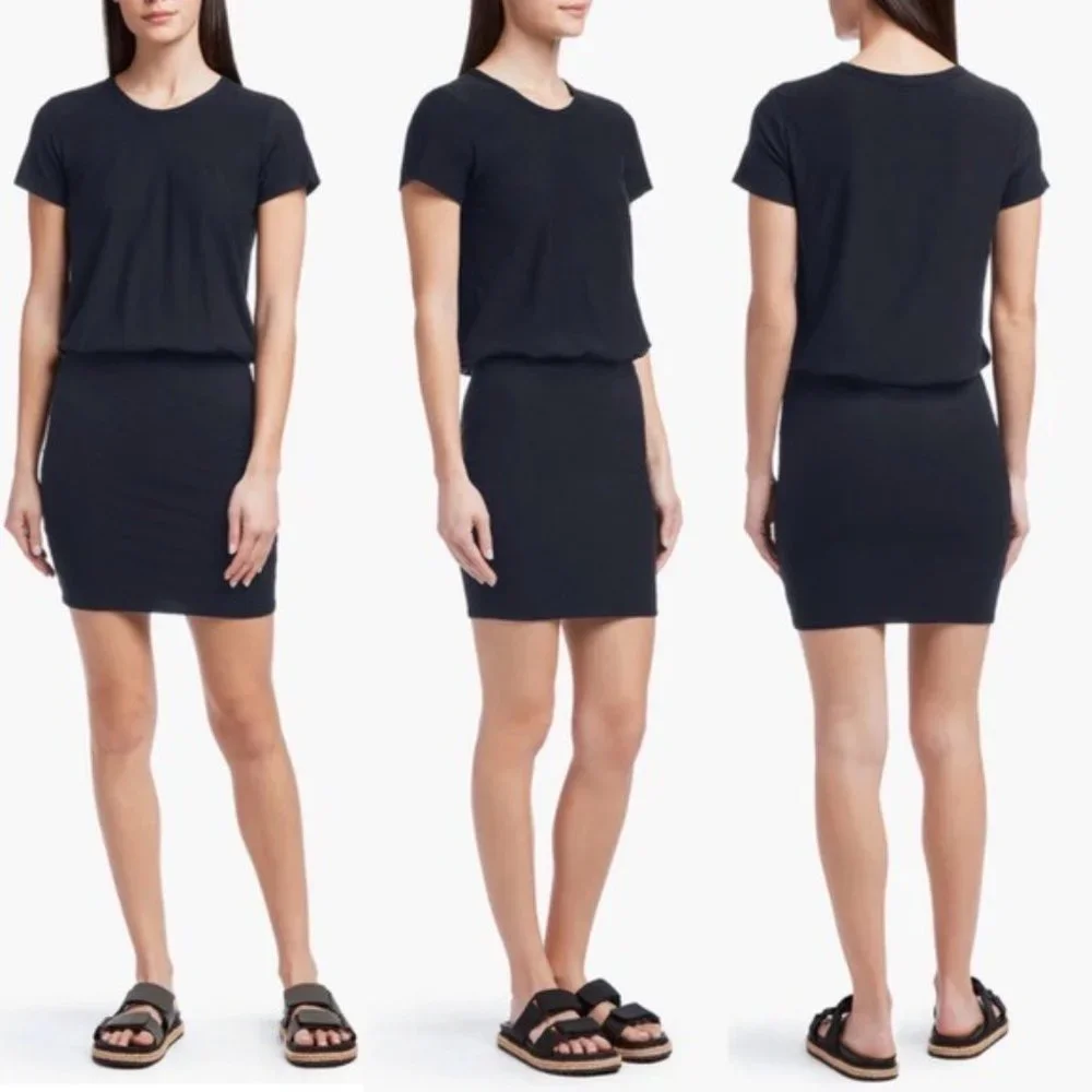 James Perse Stretch Jersey Blouson T-Shirt Dress Size Large